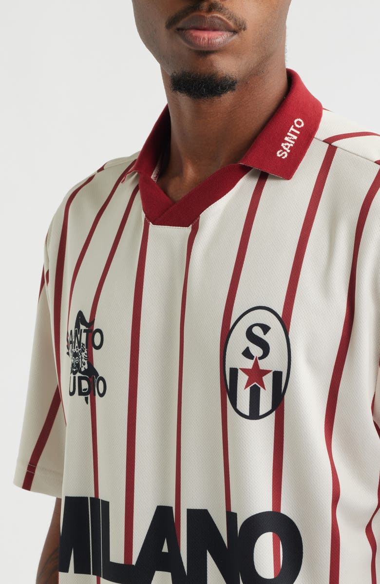 SANTO STUDIO Milano 7 Johnny Collar Short Sleeve Club Jersey, Alternate, color, Cream