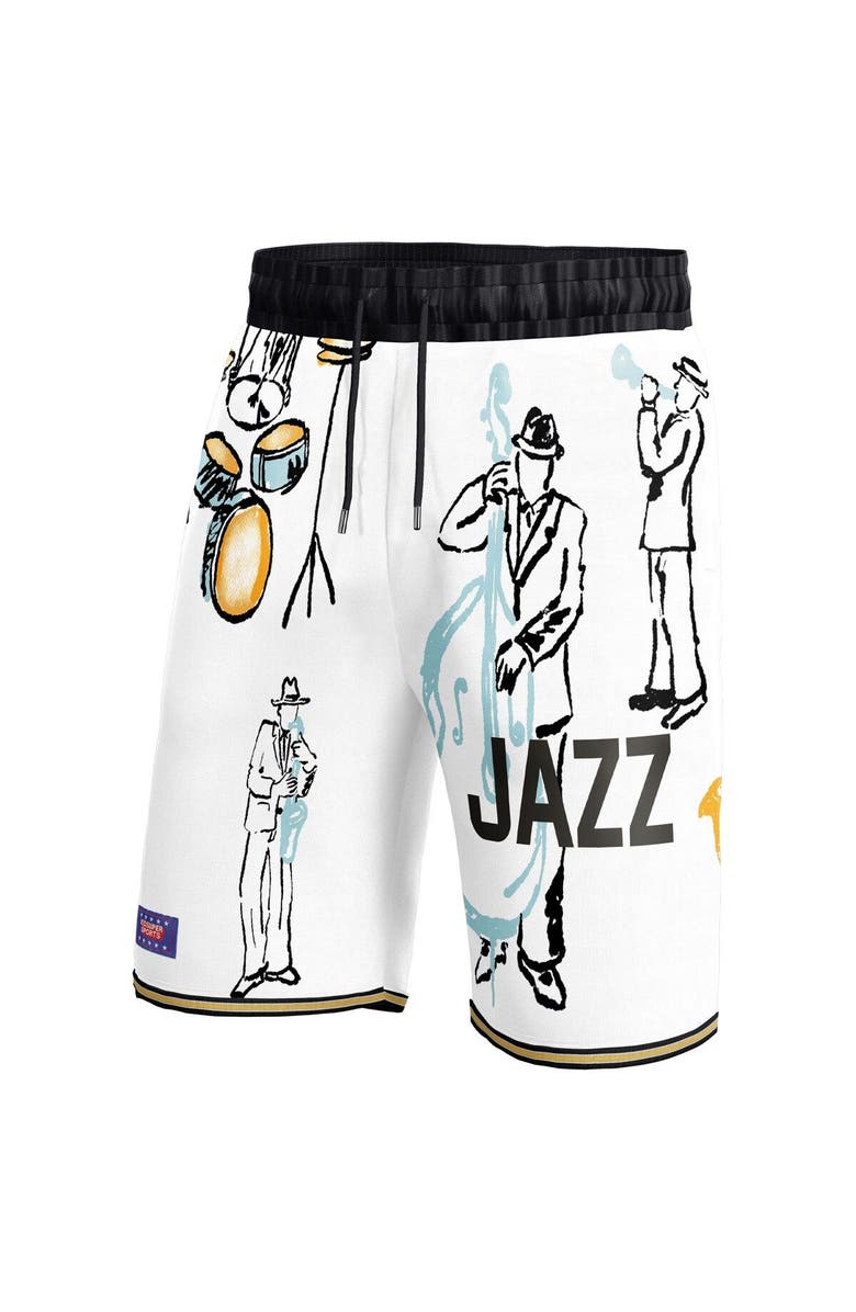 NBA X KIDSUPER Unisex NBA & KidSuper Studios by Fanatics White Utah Jazz Hometown Shorts, Alternate, color, White