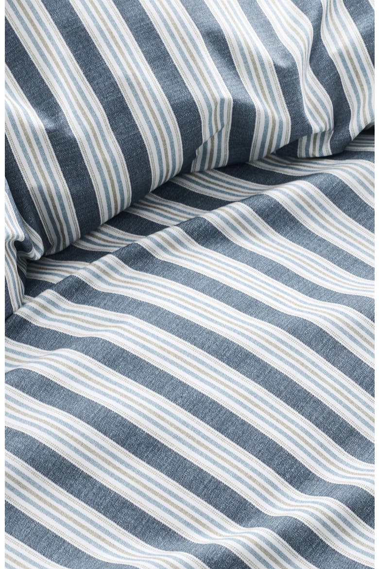 Calder Stripe Cotton Duvet Cover & Sheet Bundle Set, Alternate, color, Navy