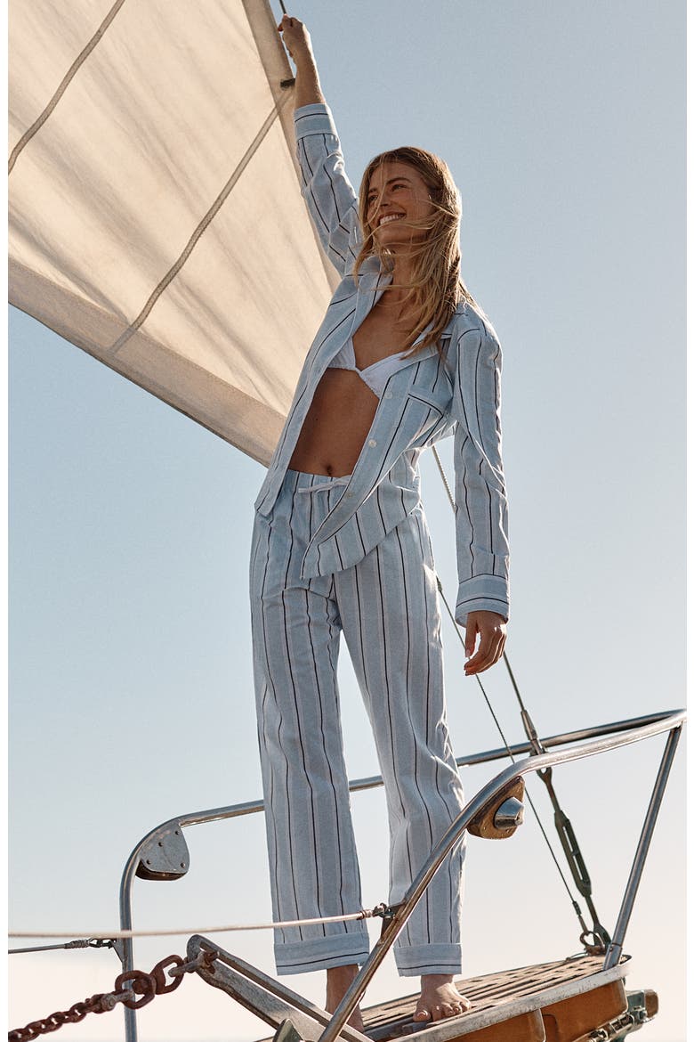Cotton Twill Pajama Set, Alternate, color, BLUE