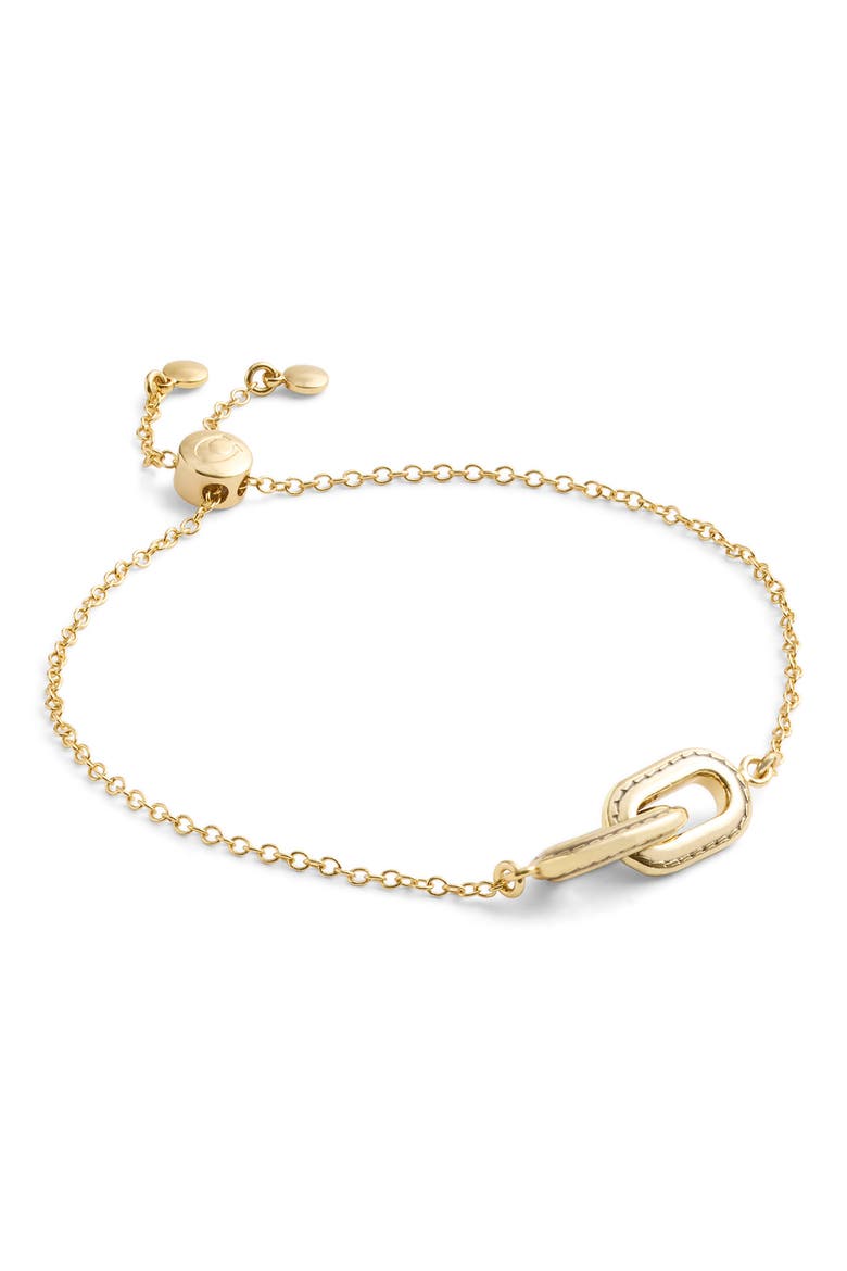 Stitched Link Slider Bracelet, Alternate, color, GOLD