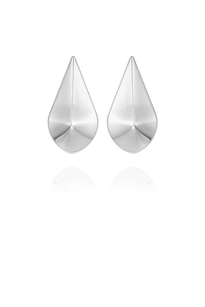 Chic Sculptural Dome Drop Earrings, Main, color, Silver Tone