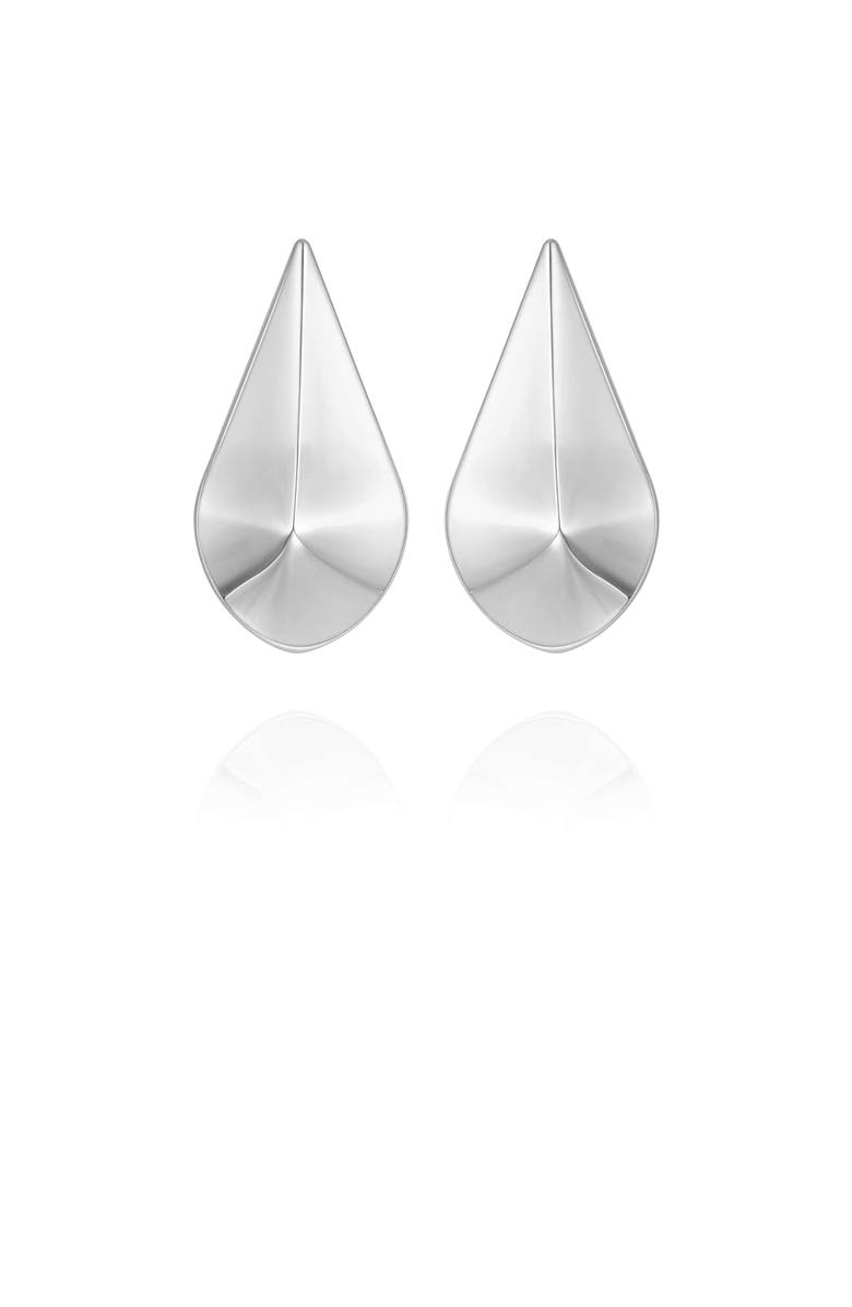 Vince Camuto Chic Sculptural Dome Drop Earrings, Main, color, Silver Tone