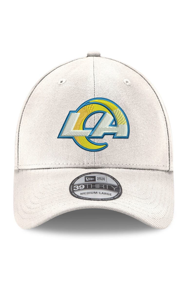 New Era Men's New Era White Los Angeles Rams LA Logo Iced II 39THIRTY Flex Hat, Alternate, color, White