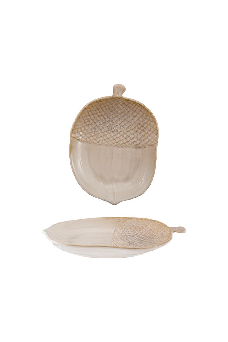 Reactive Glaze Acorn Stoneware Platter, Main, color, Cream