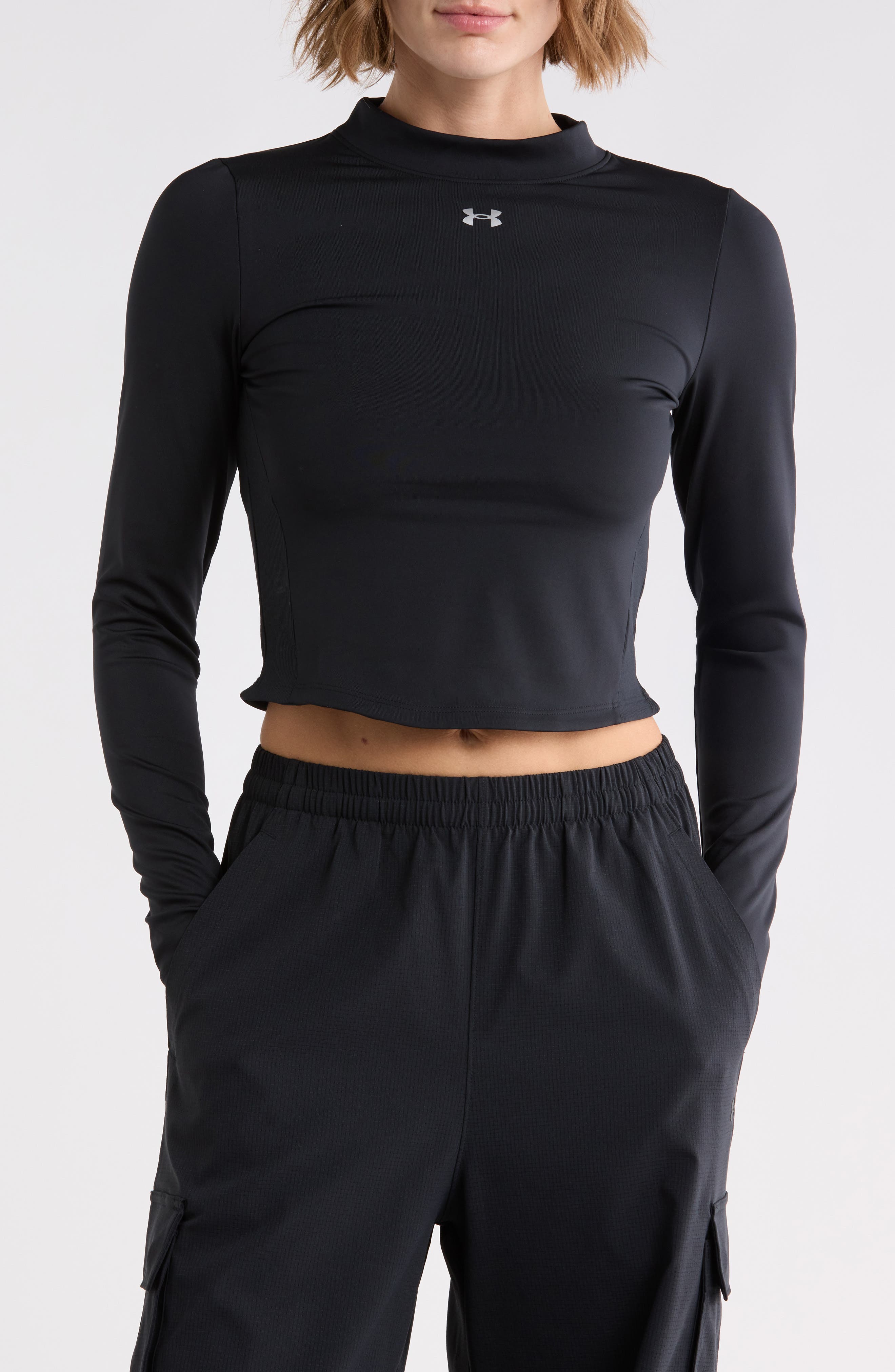 Vanish Cropped Performance Mock Neck Tee