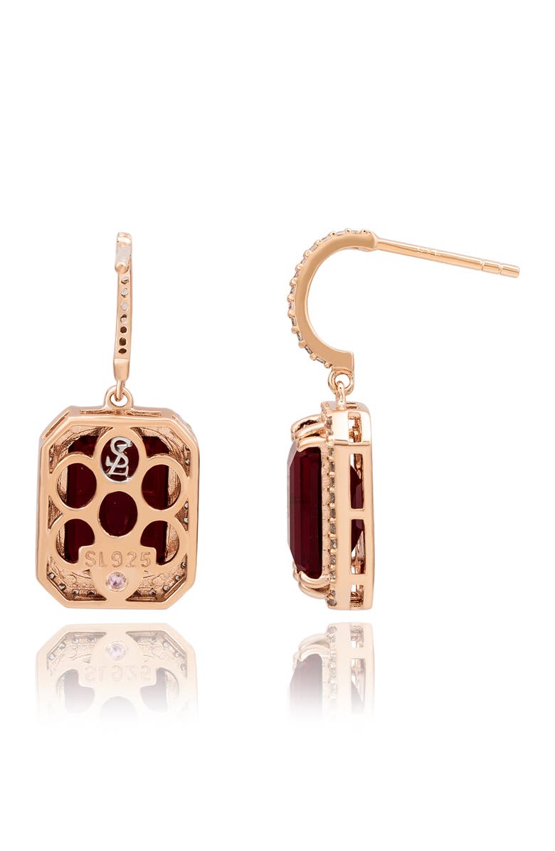 SUZY LEVIAN Rose Cubic Zirconia Drop Half Huggie Hoop Earrings, Alternate, color, Red