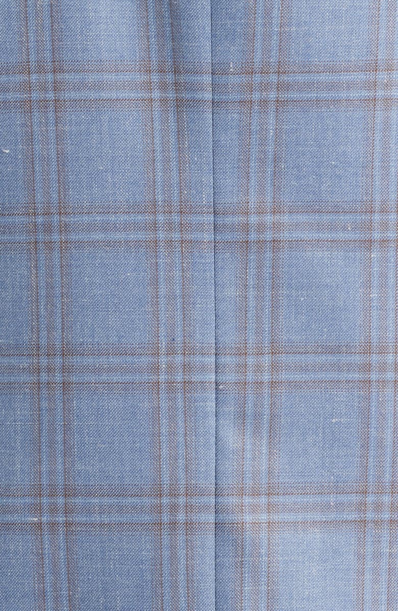 Peter Millar Hyperlight Soft Light Blue Plaid Wool & Silk Blend Sport Coat, Alternate, color, 