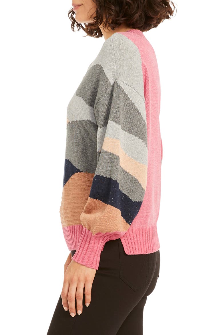 Vital Abstract Camo Cotton Blend Sweater, Alternate, color, PINK MULTI