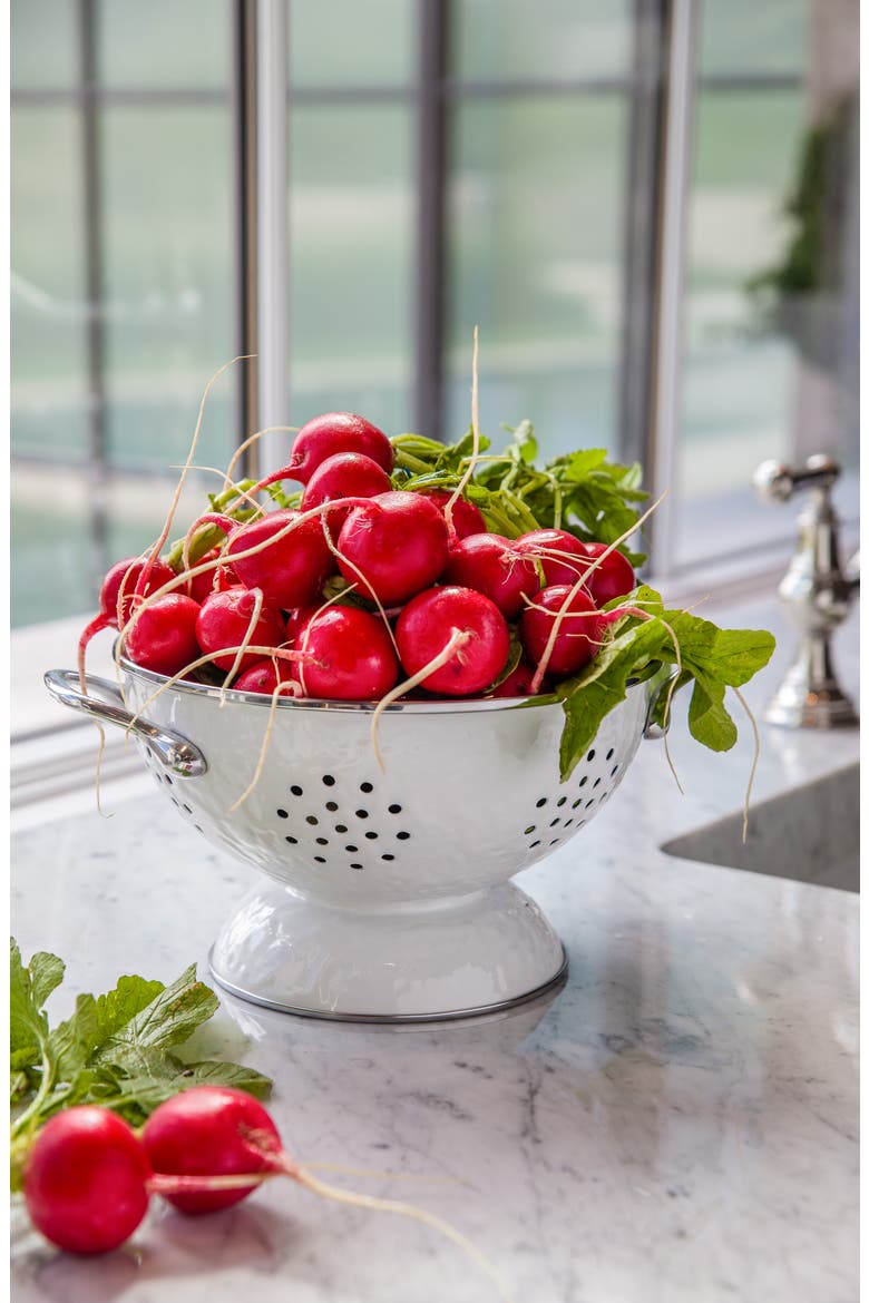 Enamelware 2-Quart Colander, Alternate, color, SOLID WHITE