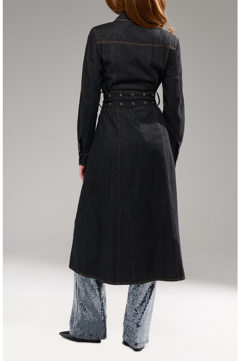 Evessa Denim Trench Coat, Alternate, color, DARK DENIM