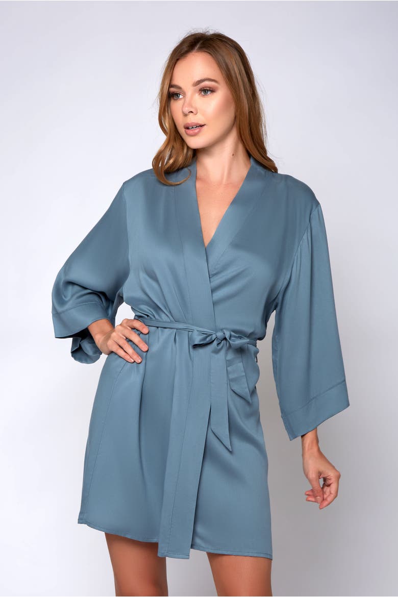 Organic Cotton and Tencel Blend Robe, Alternate, color, Blue