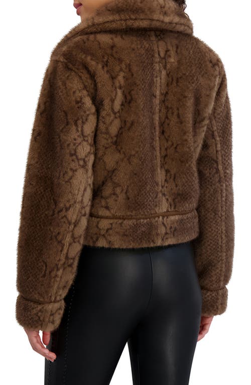 Karl Lagerfeld Python Print Faux Fur Jacket In Brown