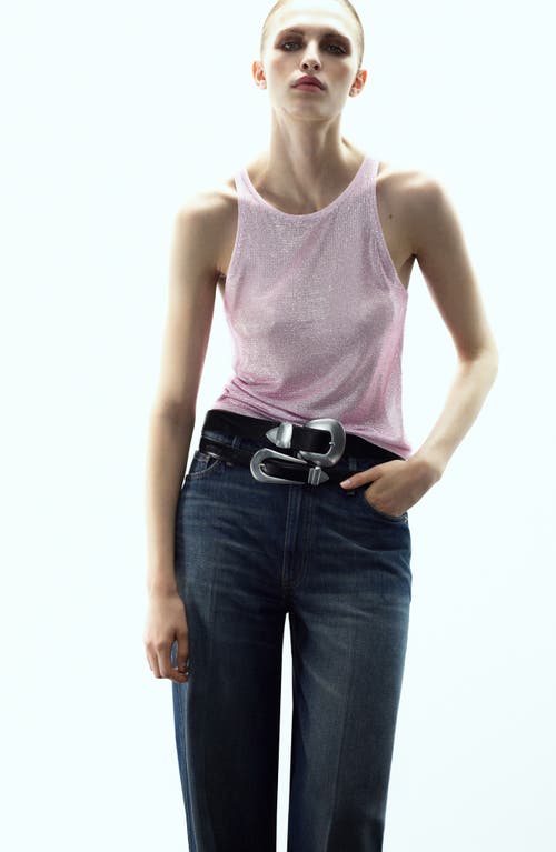 Mango X Kaia Gerber Crystal Embellished Tank In Pink