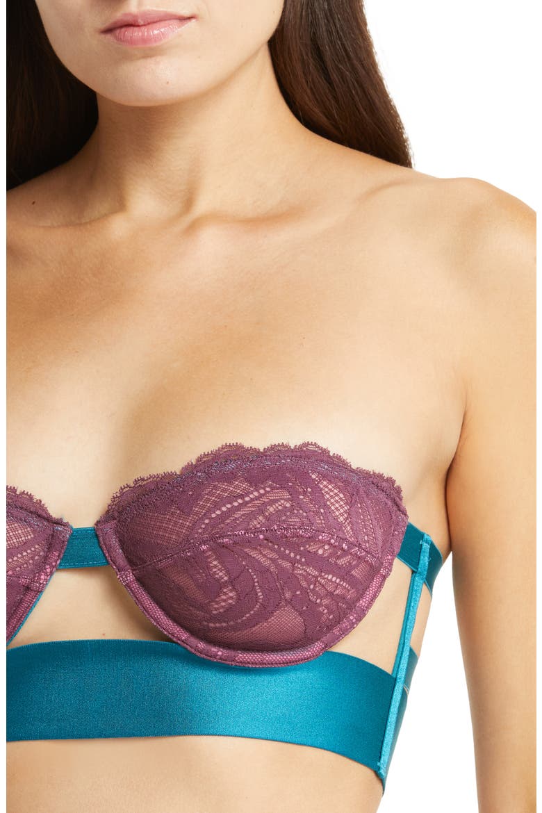 Clementine Lace Strapless Underwire Bra, Alternate, color, WINE