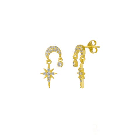 Sterling silver Dangle Drop Northernstar Stud Earring