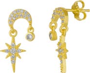 Spero London Sterling silver Dangle Drop Northernstar Stud Earring