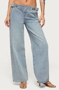 EDIKTED Buckled Wide Leg Jeans