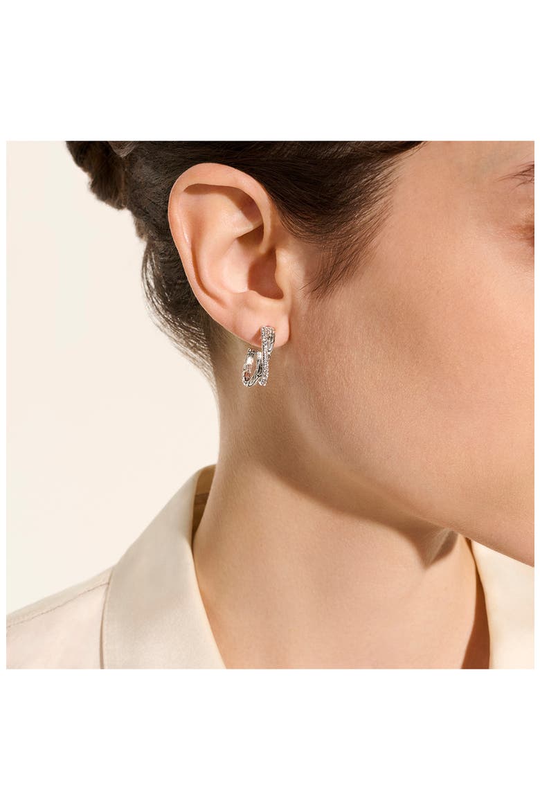JH Essential Pavé Crossover Earrings, Sterling Silver, Diamonds, 20.5MM, Alternate, color, SILVER/DIAMONDS