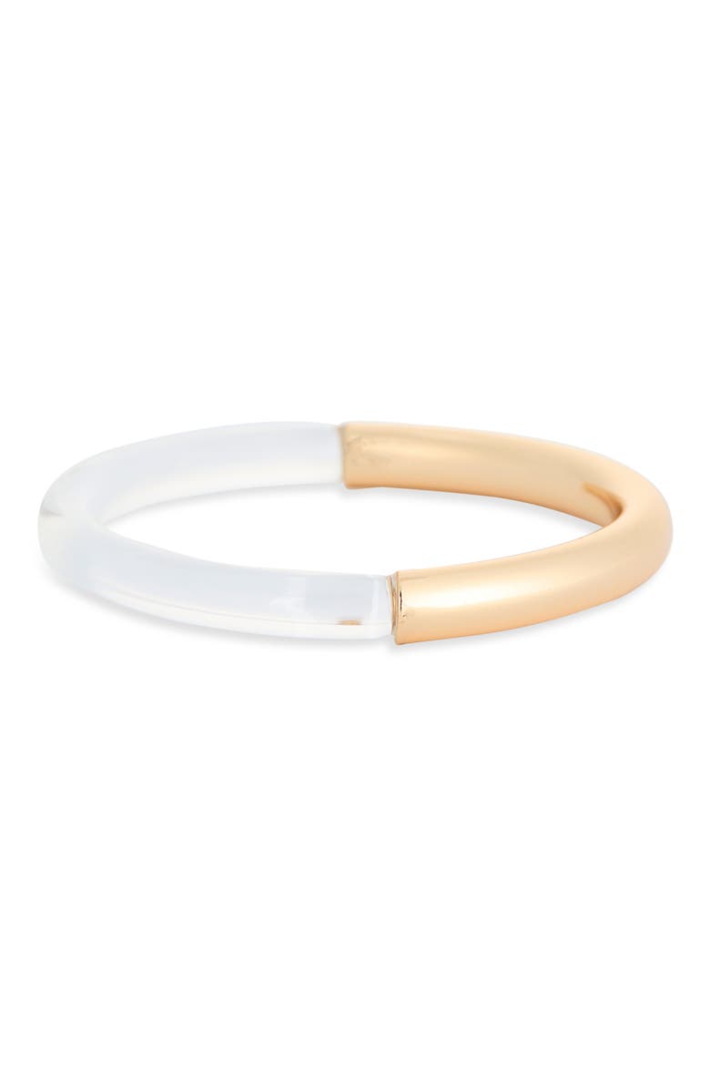 Resin & Metal Bangle Bracelet, Main, color, CLEAR- GOLD