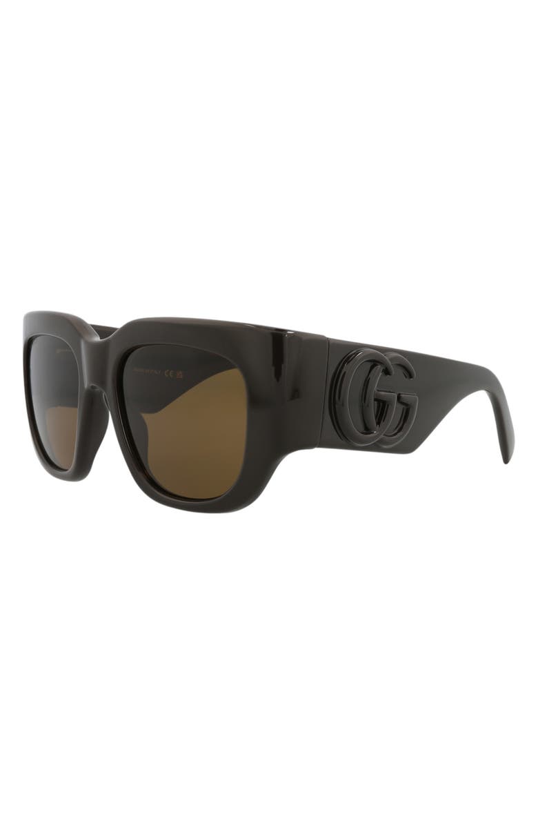 Gucci 53mm Square Sunglasses, Alternate, color, Brown Brown Brown