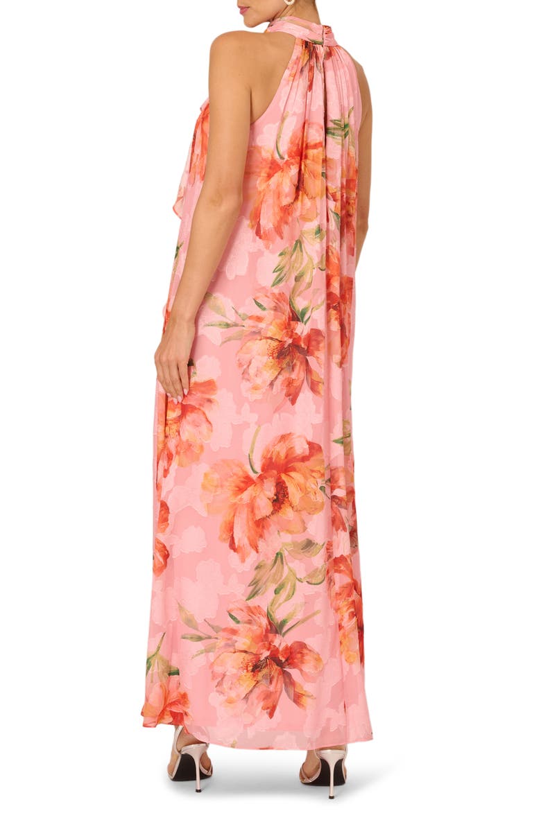 Adrianna Papell Halter Trapeze Gown, Alternate, color, Pink Multi