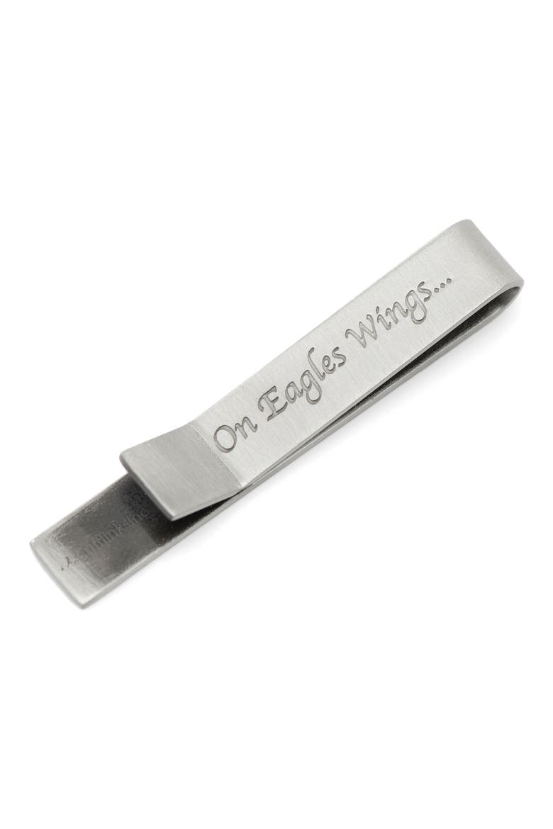 Eagle & Message Tie Bar, Alternate, color, SILVER