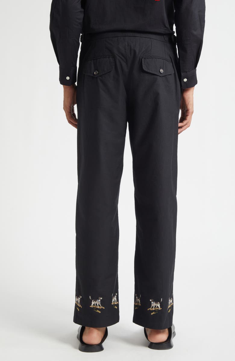 Bode Pointer Side Buckle Cotton Trousers, Alternate, color, Black