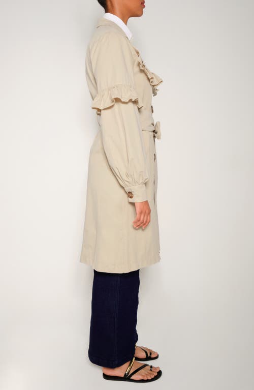 The Lulo Project Eagle Ruffle Detail Trench Coat In Neutral