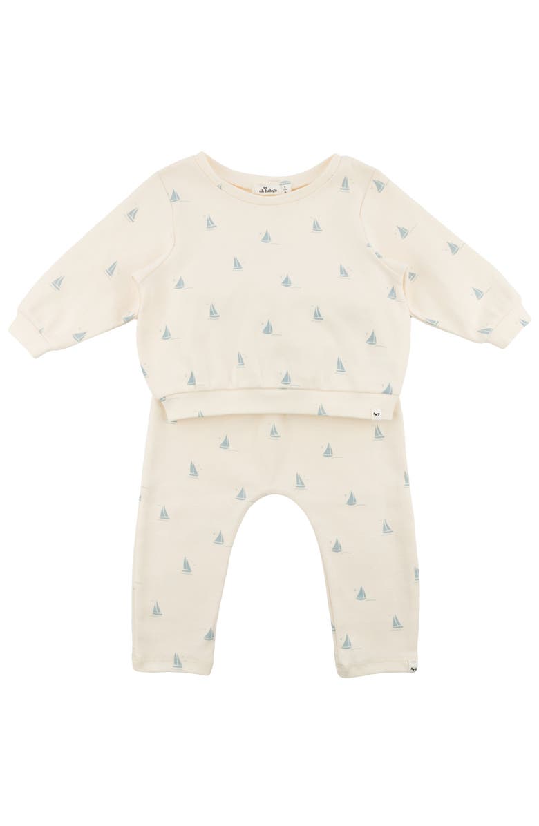 oh baby! Mini Sailboats Brooklyn Boxy Jogger Set, Main, color, Milk
