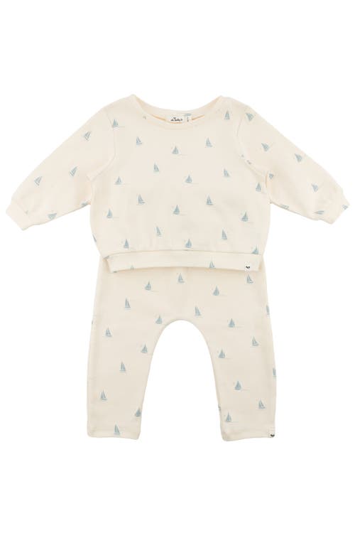 Shop Oh Baby ! Mini Sailboats Brooklyn Boxy Jogger Set In Milk