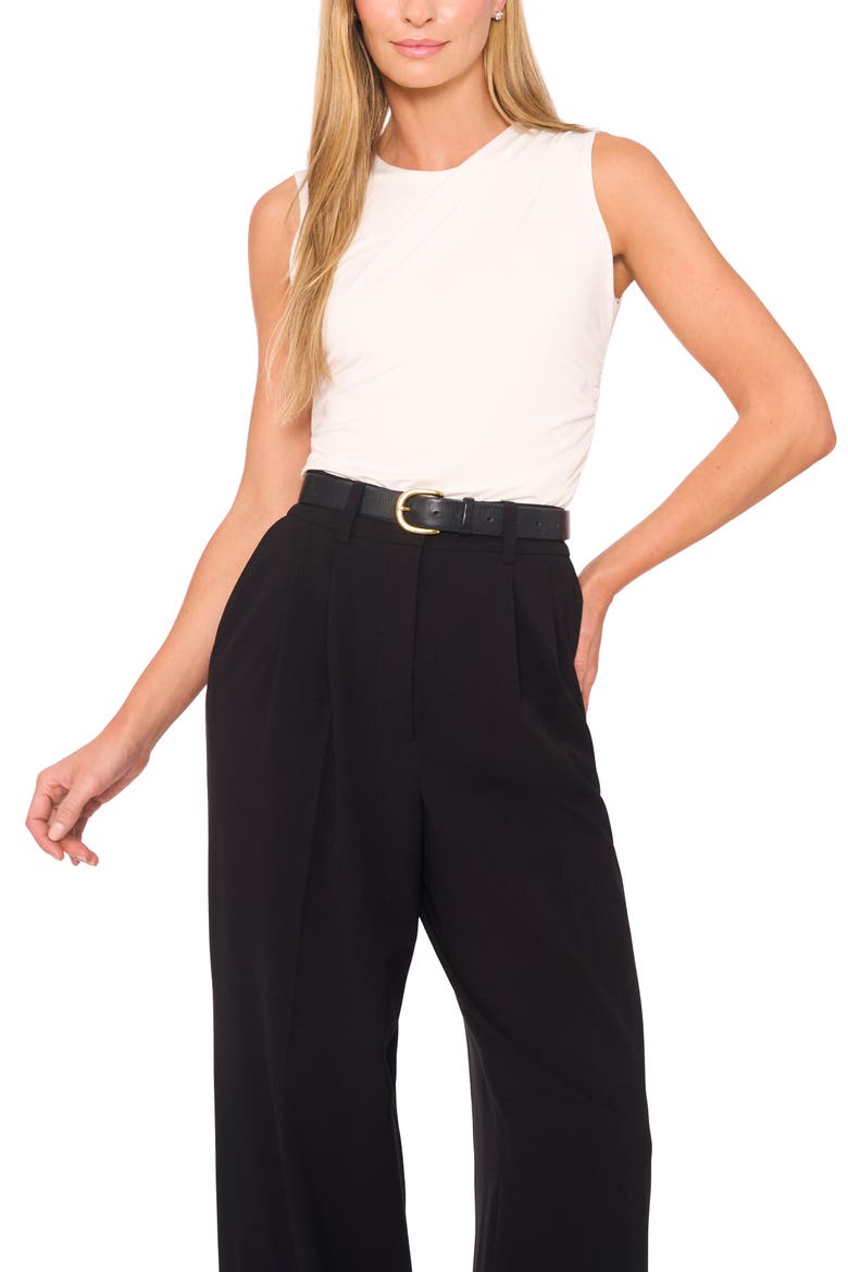 Ruched Sleeveless Top, Main, color, NEW IVORY