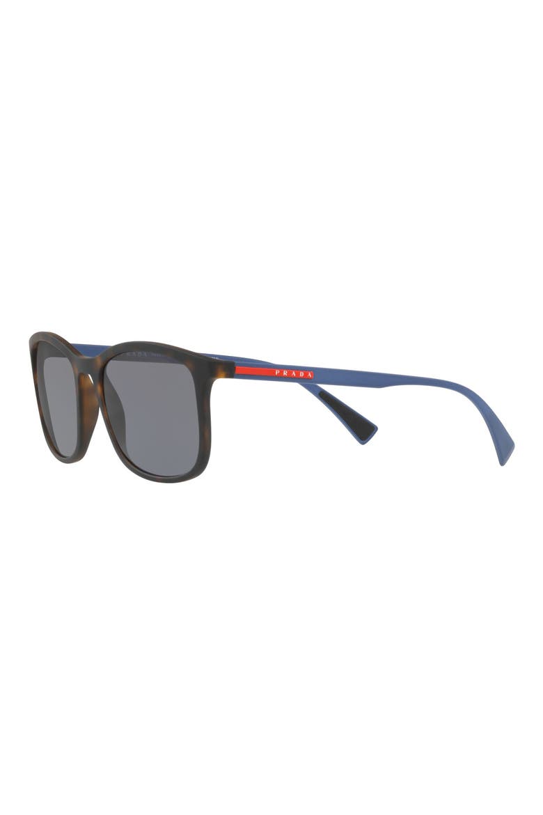 56mm Polarized Rectangle Sunglasses, Alternate, color, HAVANA RUBBER/ GREY