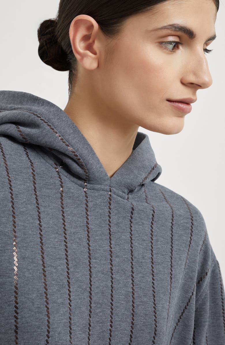 Brunello Cucinelli Dazzling Embroidery Top, Alternate, color, Lead