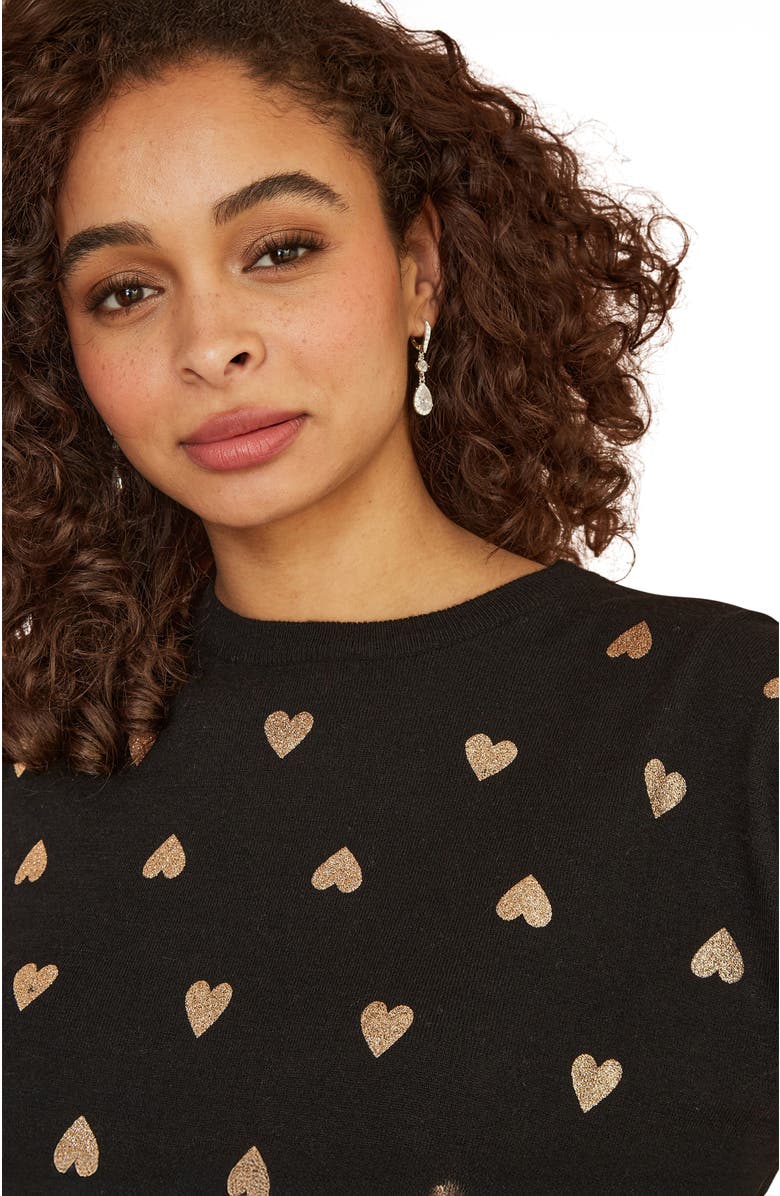 Yumi Foil Heart Print Relaxed Fit Sweater, Alternate, color,