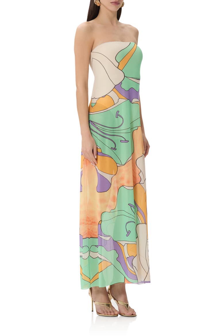 Alfie Floral Print Strapless Dress, Alternate, color, SCARF FLORAL