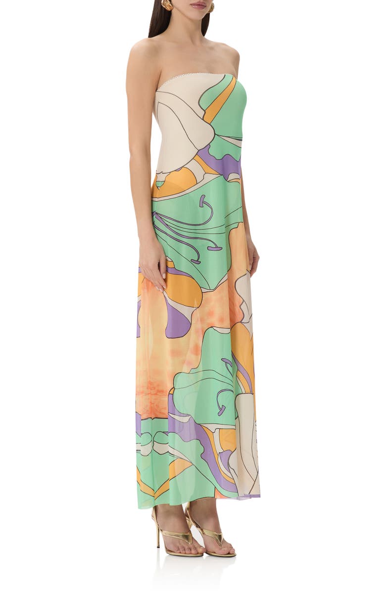 AFRM Alfie Floral Print Strapless Dress, Alternate, color, Scarf Floral