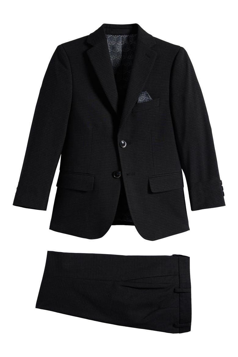 Kids' Dark Grey Check Two-Piece Suit, Main, color, DARKGREY