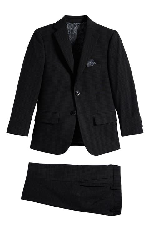 Kids' Dark Grey Check Two-Piece Suit
