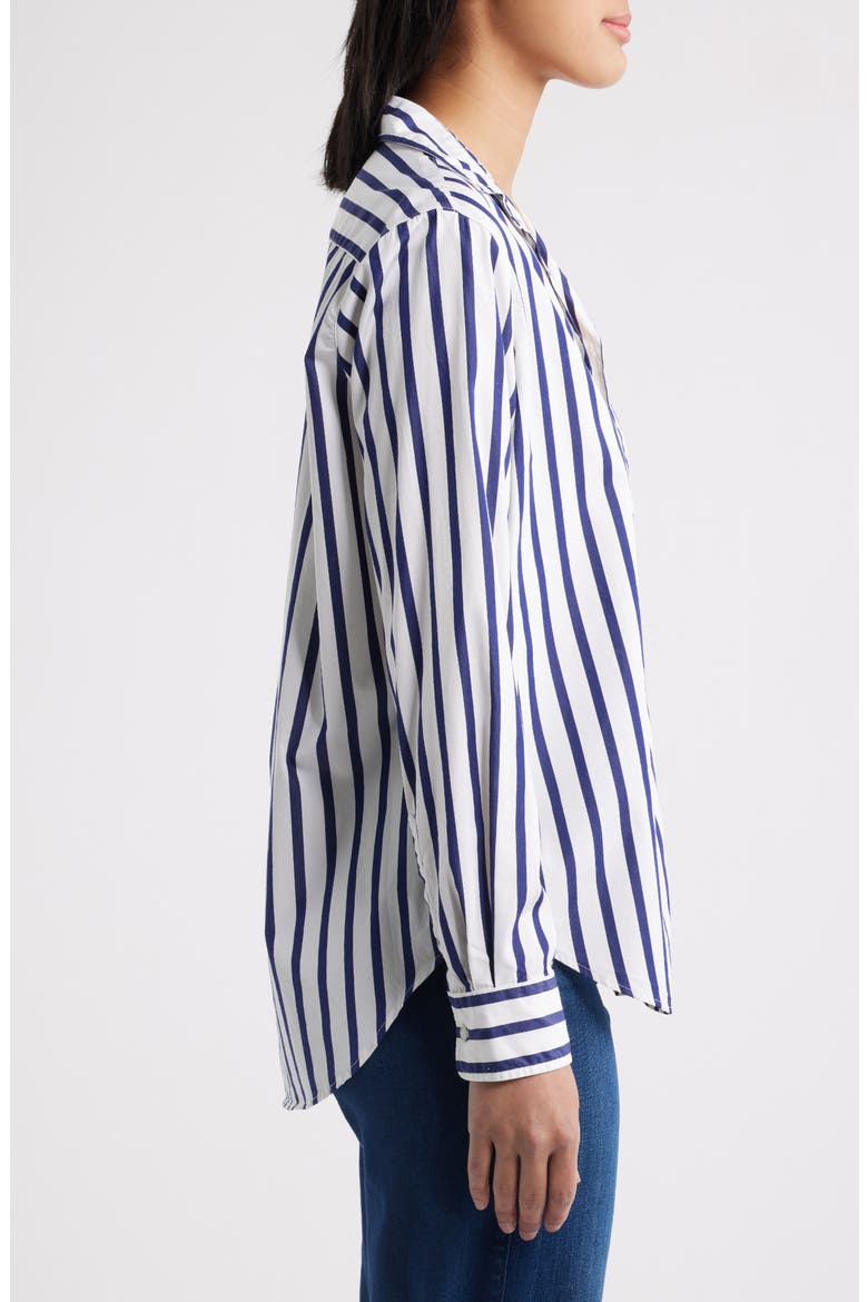Eileen Relaxed Button-Up Shirt, Alternate, color, WHITE/ NAVY STRIPE