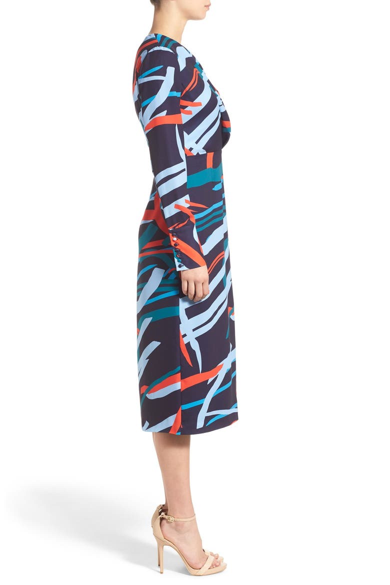 'Bedroom Wall' Surplice Midi Dress, Alternate, color, NAVY REEF
