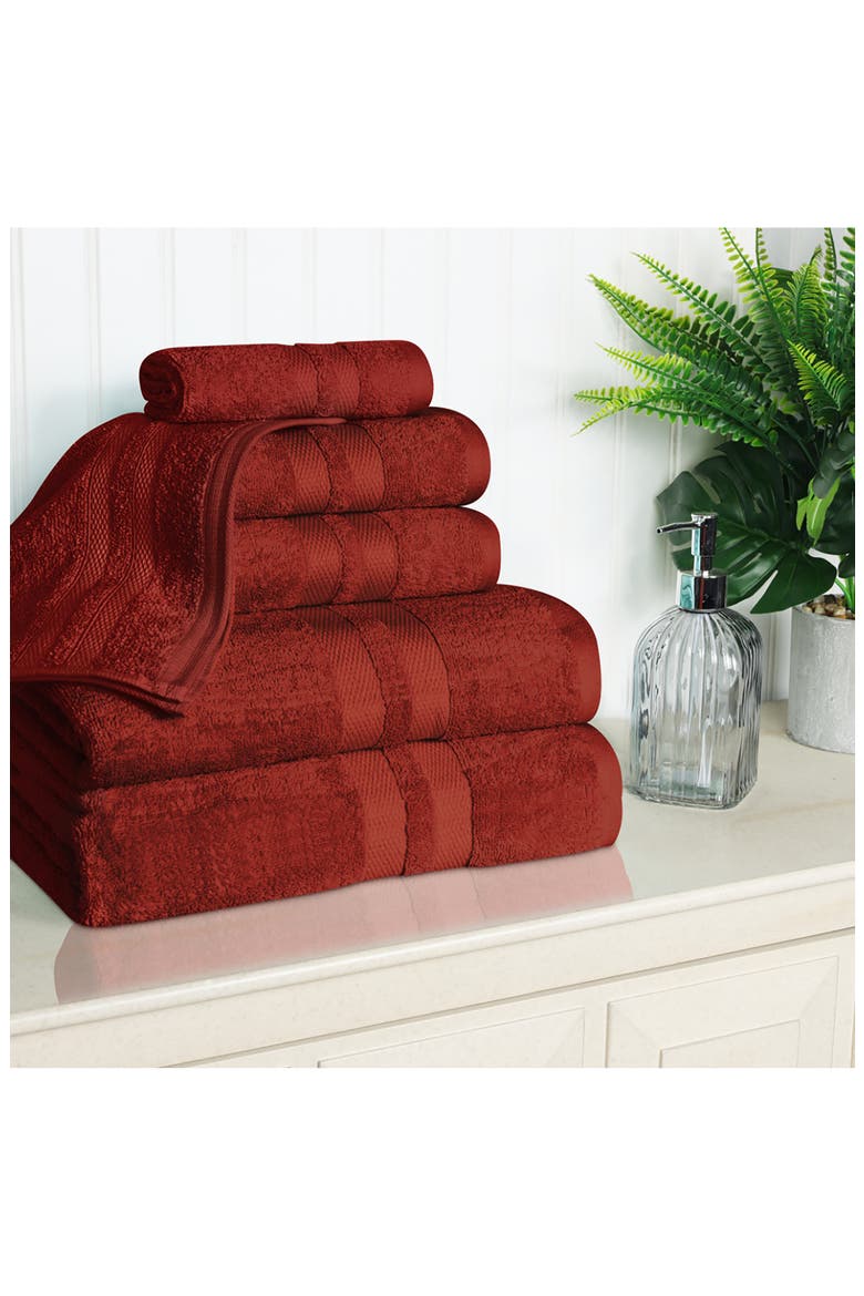Solid Cotton 6-Piece Towel Set, Alternate, color, MAROON
