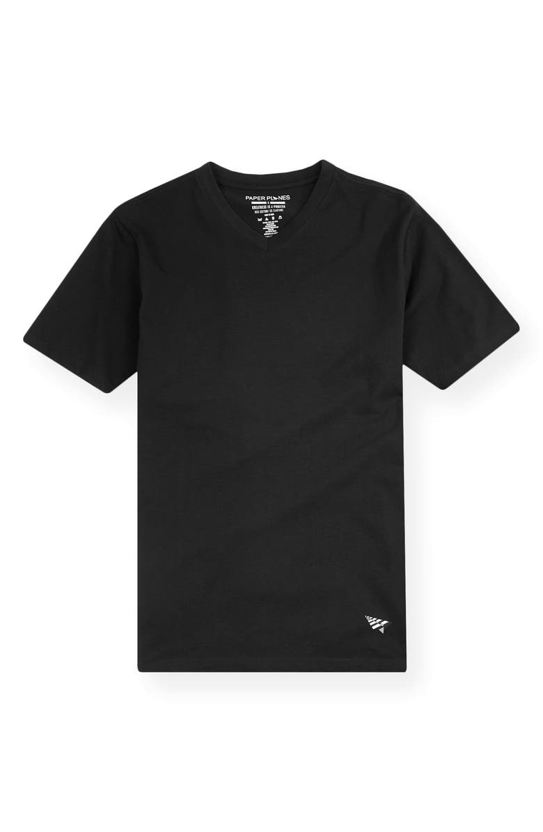 PAPER PLANES 2-Pack Essential Stretch Cotton V-Neck T-Shirts, Alternate, color, Black