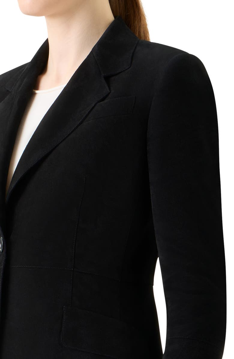 Akris punto Lambskin Suede Blazer, Alternate, color, Black