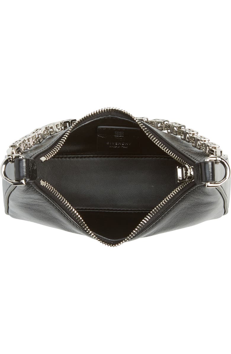 Givenchy Mini Moon Cutout Calfskin Leather Hobo Bag, Alternate, color,