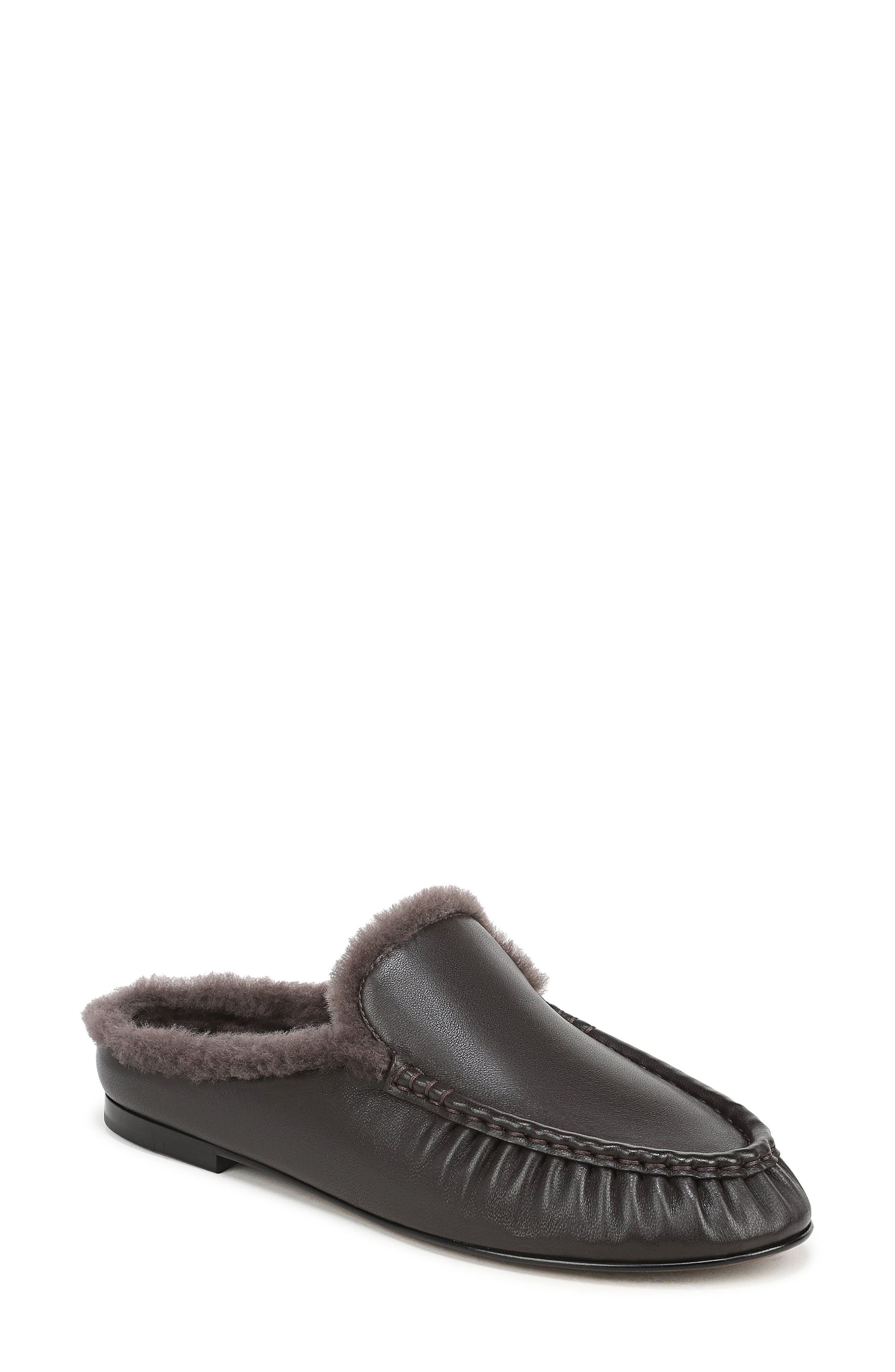 Tevshear Leather Flat Mule, Main, color, CINDERWOOD LEATHER