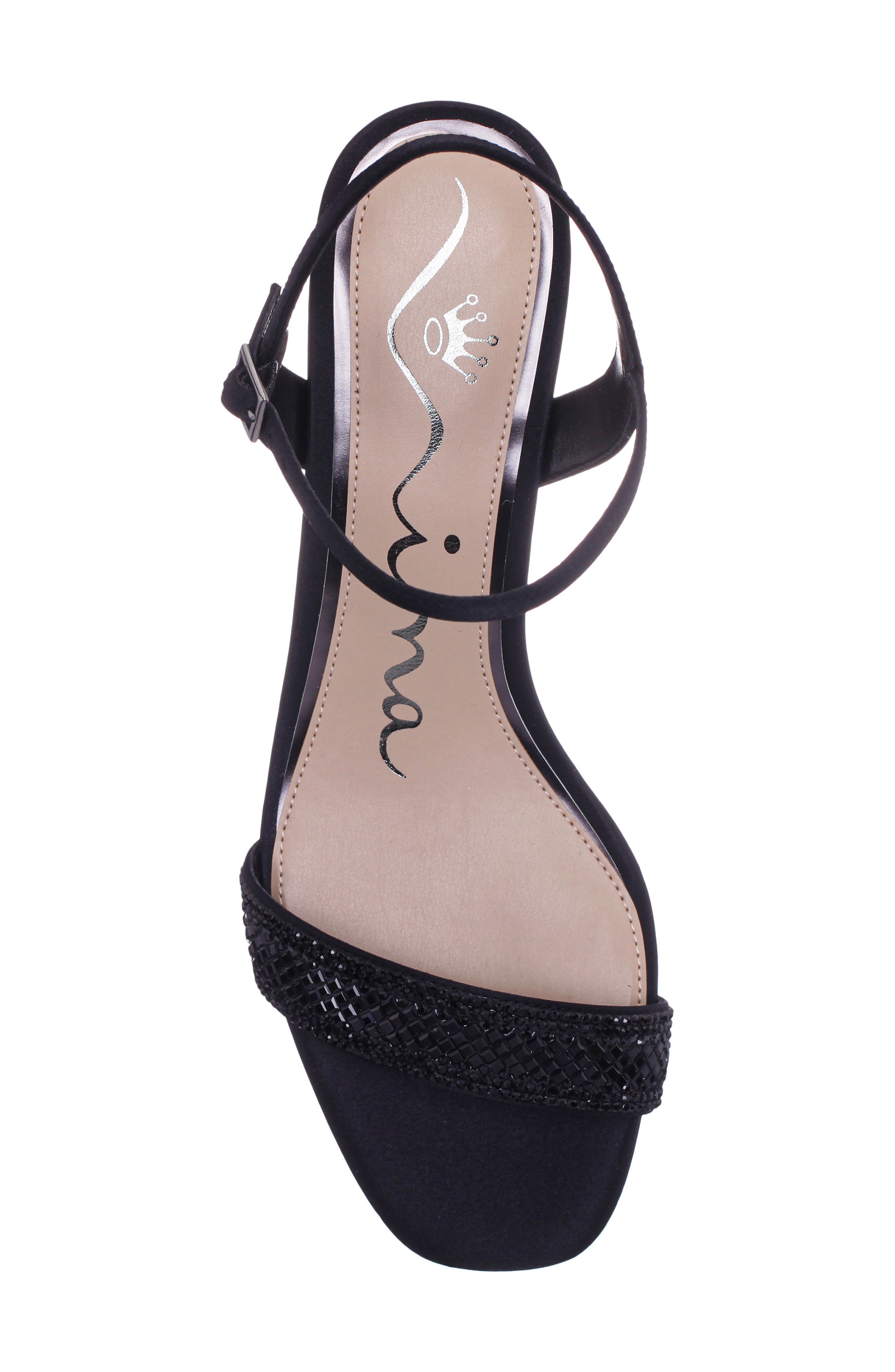Nina Vonda Ankle Strap Wedge Sandal, Alternate, color, Black