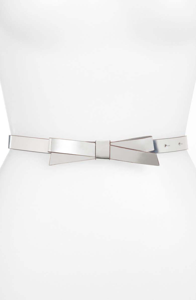 Kate Spade New York 'bow' metallic leather belt, Main, color,