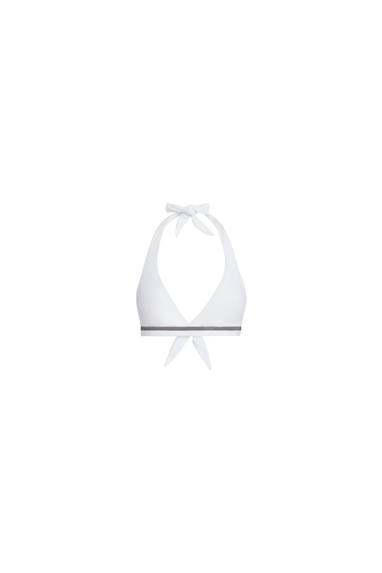 Techno jersey bikini top with monili, Alternate, color, White