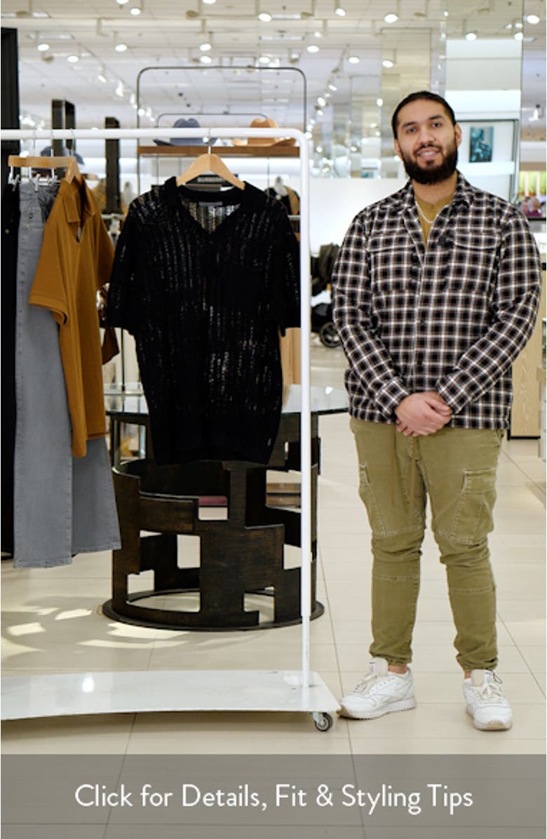 Odin Short Sleeve Textured Linen Johnny Collar Sweater, sales video thumbnail